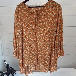 CATO Cotton Print Sheer Top